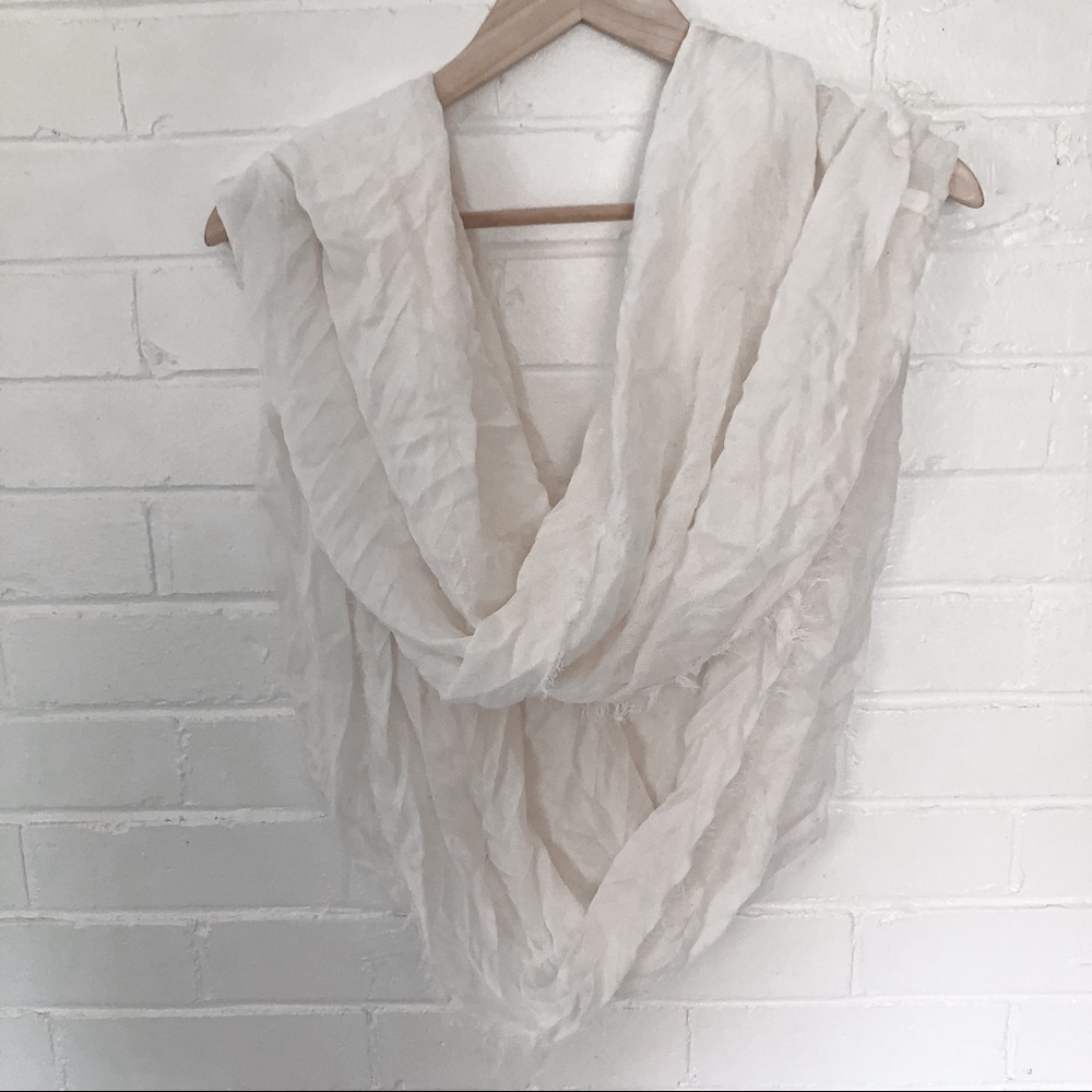Cream colored lightweight infinity scarf